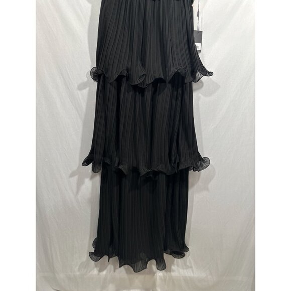 NWT $398 IEENA Mac Duggal [ 4 ] Rosette Ruffle Layered Rosette Dress Gown black‎ - Picture 11 of 14